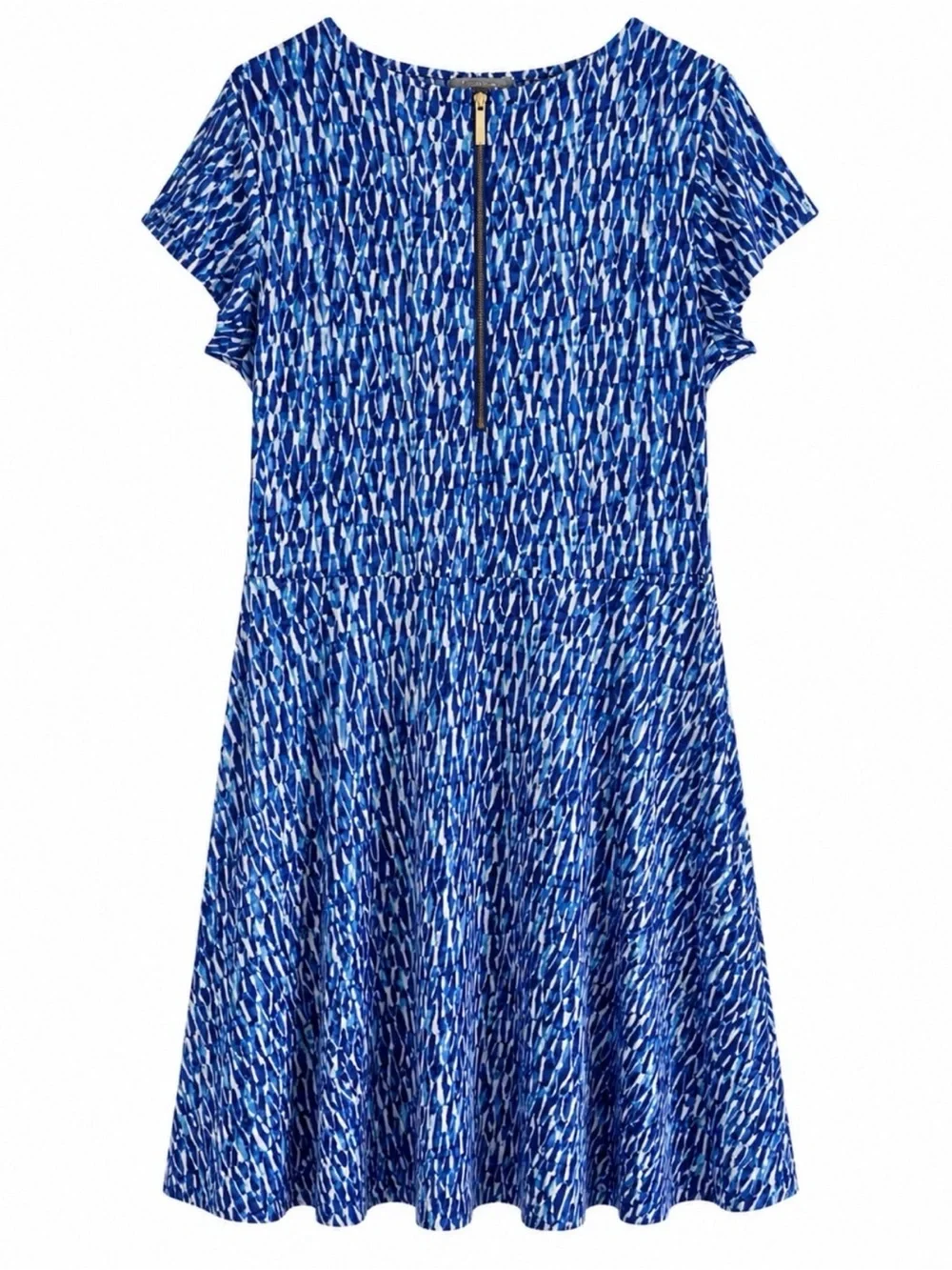 MICHAEL MICHAEL KORS FIT AND FLARE VIBRANT BLUE WHITE BUSINESS CASUAL DRESS XL - Picture 3 of 4